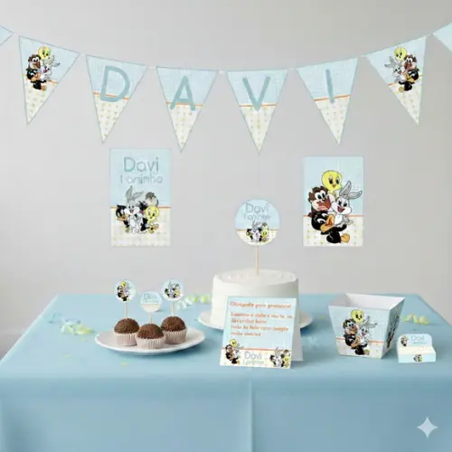 Kit Festa Infantil Baby Looney Tones Personalizado - Tam m