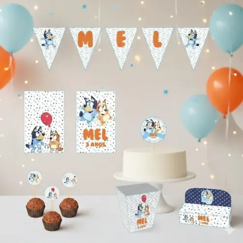Kit Festa Infantil Bluey Personalizado - Tamanho m