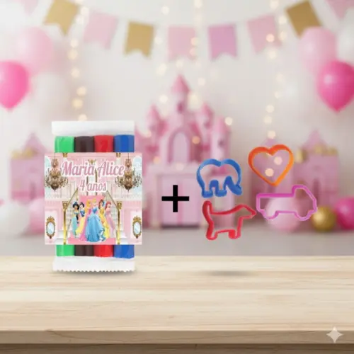 Lembrancinha Personalizada Princesas Massinha e Cortador