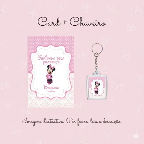 Chaveiro Personalizado Minnie Rosa Lembrancinha Infantil
