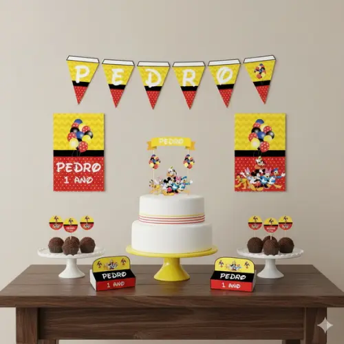 Kit Festa Personalizada Turma do Mickey - 39 Itens