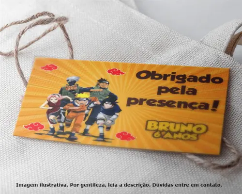 Tag Personalizada Aniversário Naruto (30 Un)