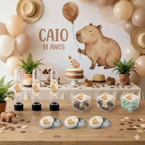 Lembrancinha Personalizada Capivara - Kit 45 Peças