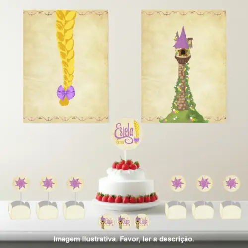Kit Festa Personalizada Rapunzel - 33 Itens
