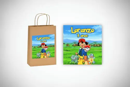 Adesivo Personalizado Sacolinha Pokemon