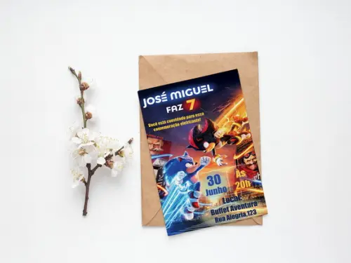 Convite Digital Personalizado Sonic Filme