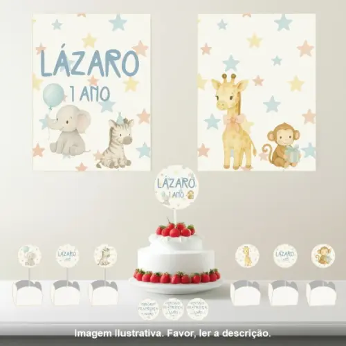 Kit Festa dos Animais Baby Personalizada - 33 Itens