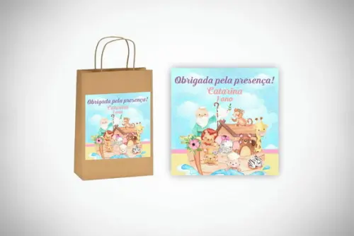 Adesivo Personalizado Sacolinha Arca de Noé Menina