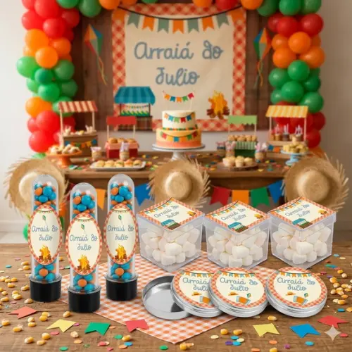 Kit Personalizado Latinha, Tubete, Caixinha Festa Junina