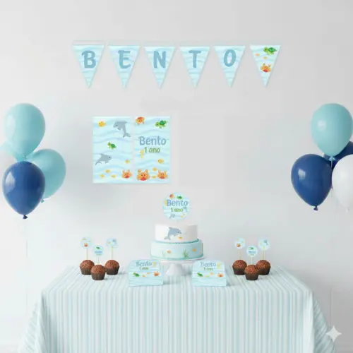 Kit Festa Personalizada Fundo do Mar (39 Itens)