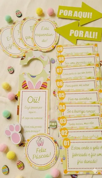 Caça aos Ovos de Páscoa: Kit Personalizado com Pistas e Tags