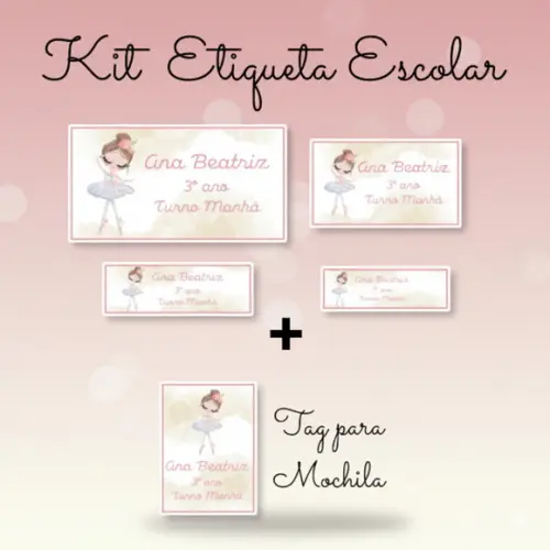 40 Etiquetas Escolares Personalizadas Bailarina