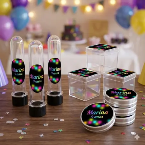 Lembrancinha Personalizada Kit 45 Peças Aniversário Neon