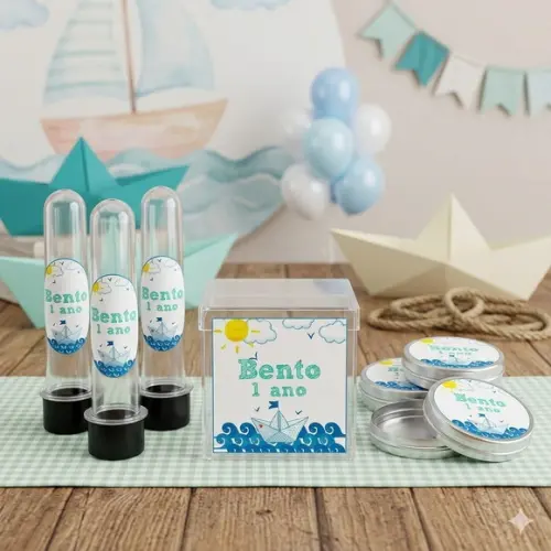 Lembrancinha Personalizada Kit 45 Peças Barquinho de Papel