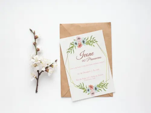 Convite Digital Personalizado 90 Anos Floral
