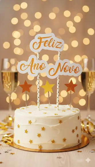 Pronta Entrega - Topo Bolo Feliz Ano Novo