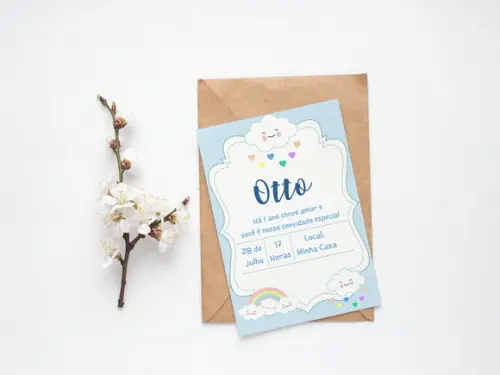 Convite Digital Chuva de Amor Azul - Mod 2