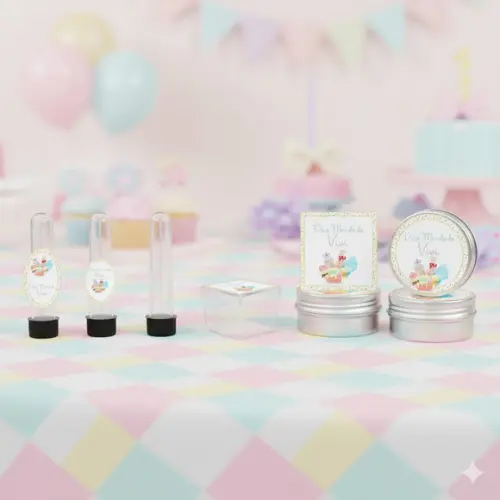 Kit Personalizado Latinha, Tubete, Caixinha Confeitaria