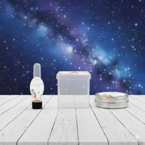 Kit Personalizado Latinha, Tubete, Caixa Astronauta Aquarela