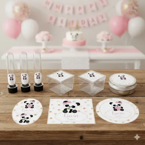 Kit Personalizado Latinha, Tubete, Caixinha Ursinha Panda
