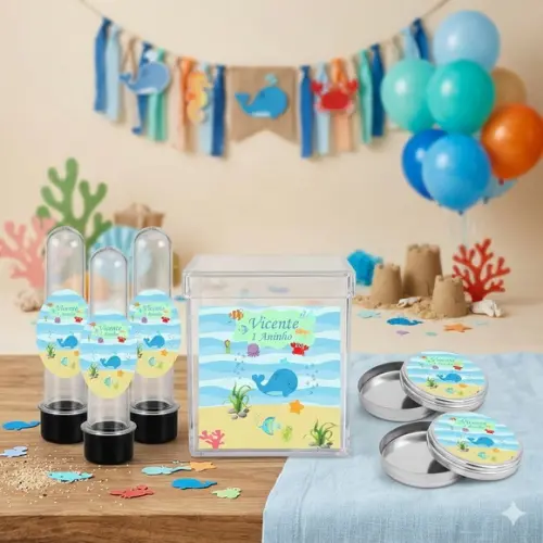Kit 45 Lembrancinhas Personalizadas Fundo do Mar Menino