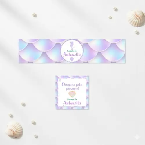 Rótulo Água Personalizado Sereia com Tag