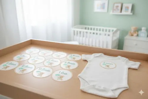 Kit Adesivo Mesversário Personalizado Ursinho Verde