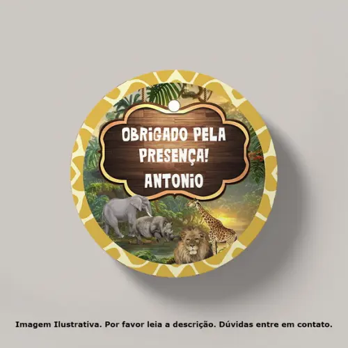 Tag Personalizada Safari Realista (30 Unidades)