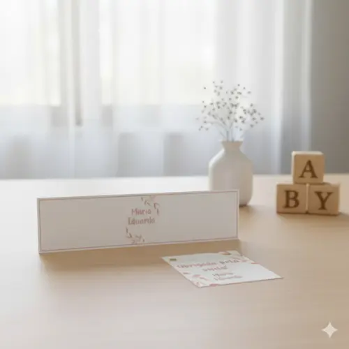 Rótulo Água Personalizado Folhagem Rosa com Tag