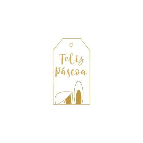 Tag Personalizada Retangular Páscoa Dourada (30 Unidades)