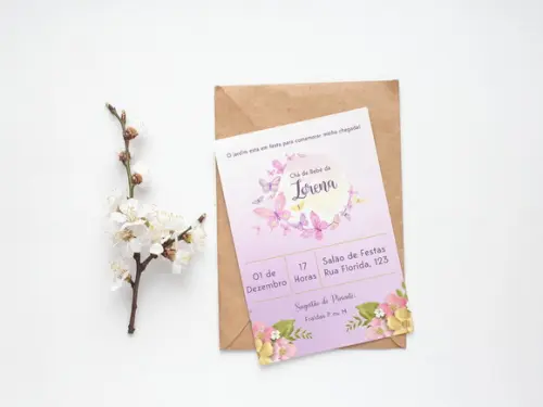 Convite Digital Personalizado Jardim das Borboletas Lilás