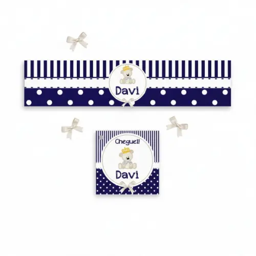 Rótulo Água Personalizado Ursinho Príncipe com Tag