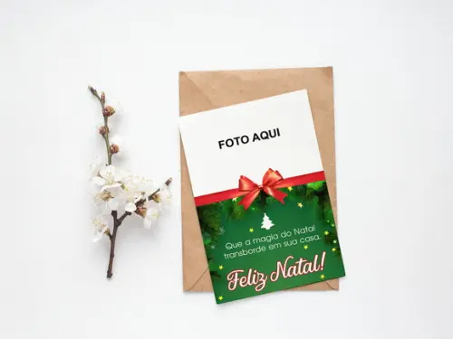 Cartão Digital Natal Personalizado Verde e Vermelho