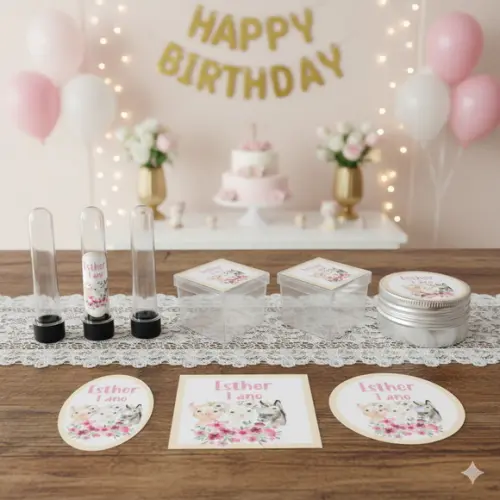 Kit Festa Personalizada Fazendinha Rosa Aquarela (45 Itens)