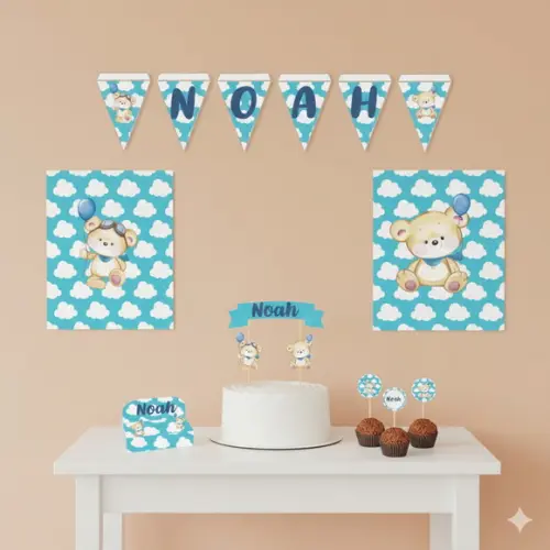 Kit Festa Personalizada Ursinho - 39 Itens