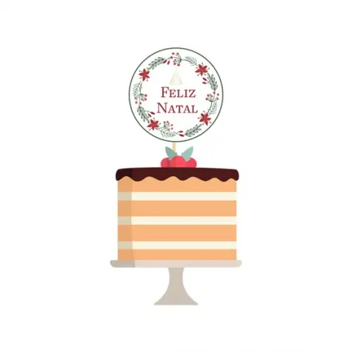 Topo de Bolo Personalizado Feliz Natal