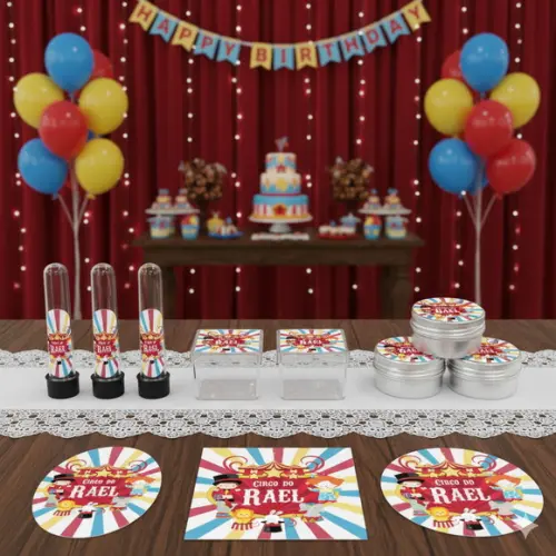 Kit Festa Personalizada Circo - 45 Itens
