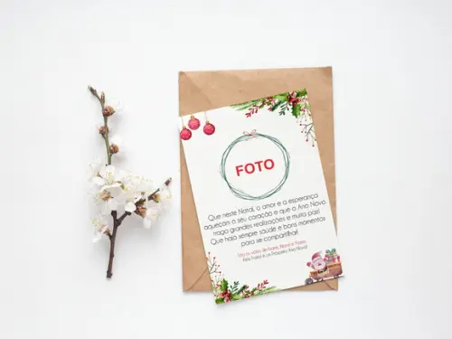 Cartão Digital Personalizado Natal com Foto Aquarela