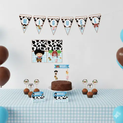 Kit Festa Personalizada Fazendinha - 39 Itens