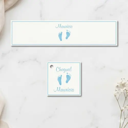 Rótulo Água Personalizado Pezinhos com Tag