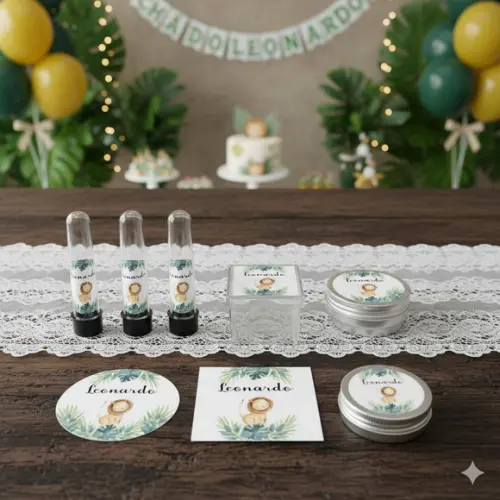 Kit Personalizado Latinha, Tubete, Caixa Nascimento Leão