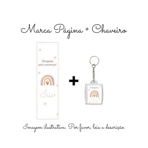 Marcador de Página Personalizado com Chaveiro Arco-Íris Boho