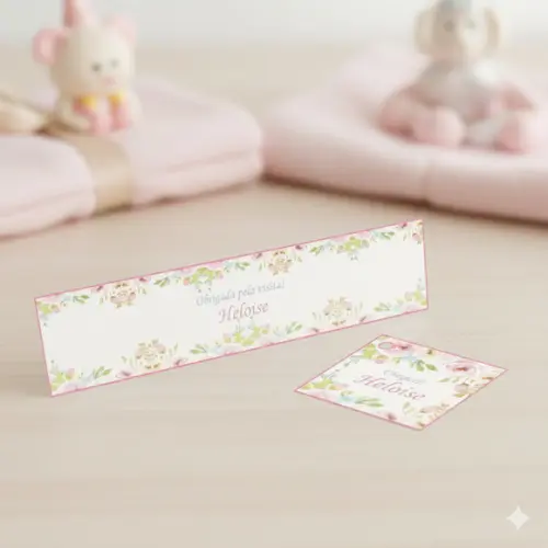 Rótulo Água Personalizado Floral Rosa com Tag