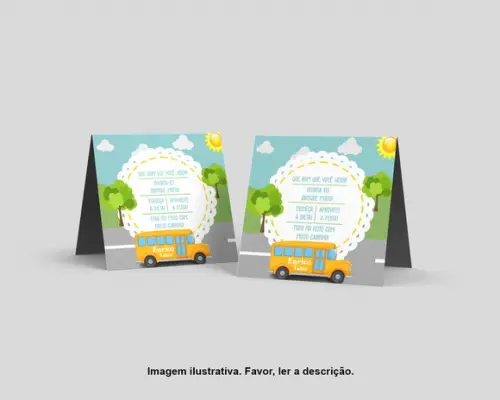Cartão Agradecimento Mesa Personalizado Ônibus