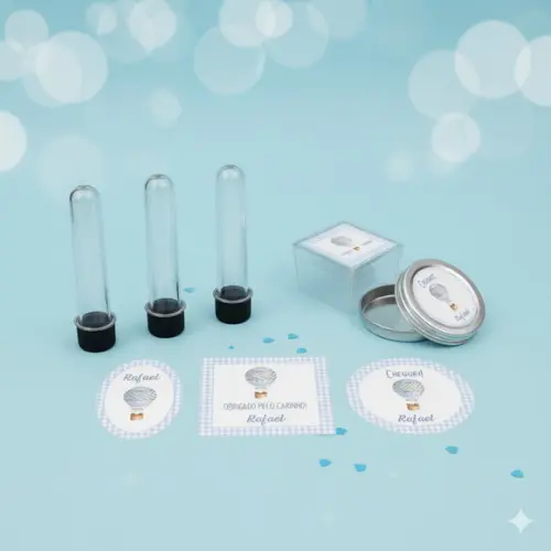 Kit Personalizado Latinha, Tubete, Caixinha Balão Aquarela