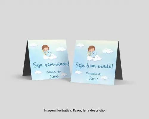 Cartão Agradecimento Personalizado Mesa Batizado Azul