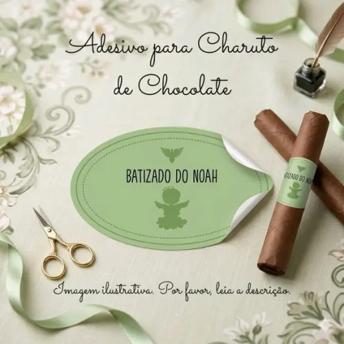 Adesivo Personalizado Charuto Chocolate Batizado