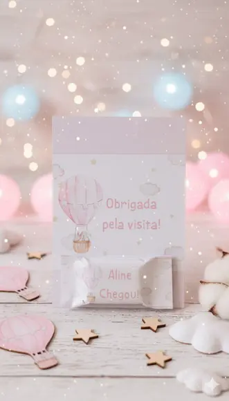 Balinha Personalizada Balão Menina com Cartão