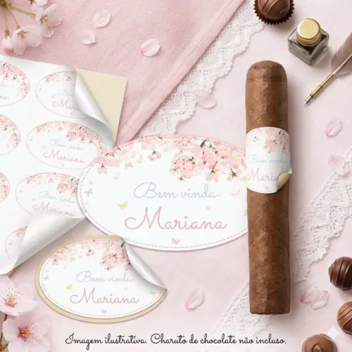 Adesivo Personalizado Charuto Chocolate Floral