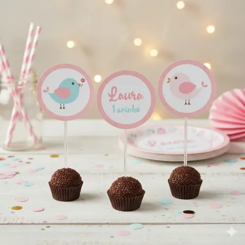 Topper para Docinho Personalizado Jardim Rosa